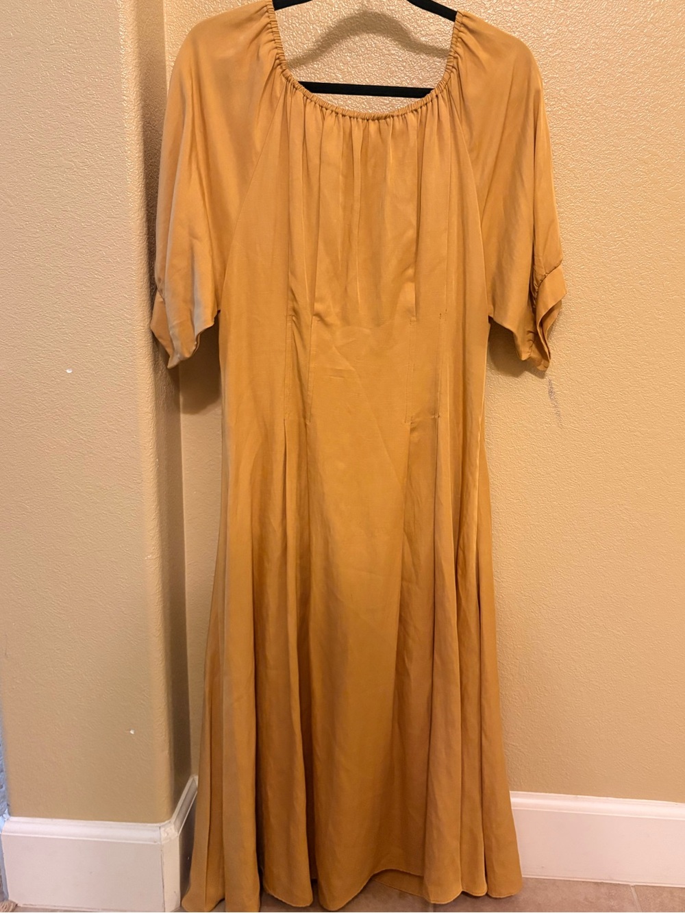 Source Unknown Mustard Yellow Maxi Dress - Scoop Neck, Short Sleeves